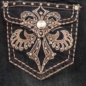 Rhinestone denim jeans. Size Jr 17